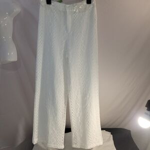 Marled Lace  white cotton pants lined with polyester sz med